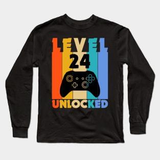 Level 24 Unlocked Funny Video Gamer Birthday Novelty T-Shirt Long Sleeve T-Shirt